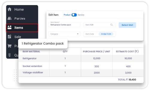 Add Item Kits and Bundles using Vyapar Appliance Management Software