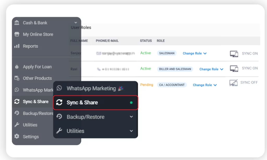 Access multiple devices using Vyapar