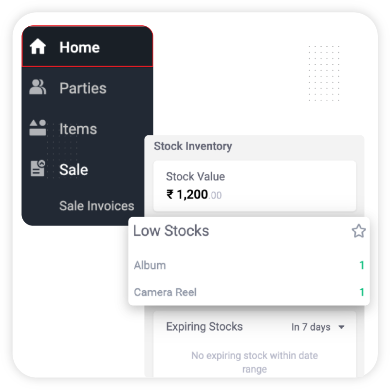 Get Stock Level Alerts using Vyapar manufacturing inventory control software