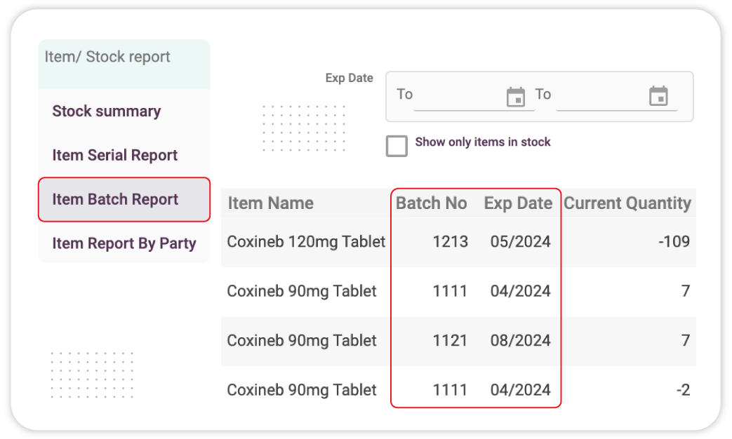 Batch and Expiry Tracking