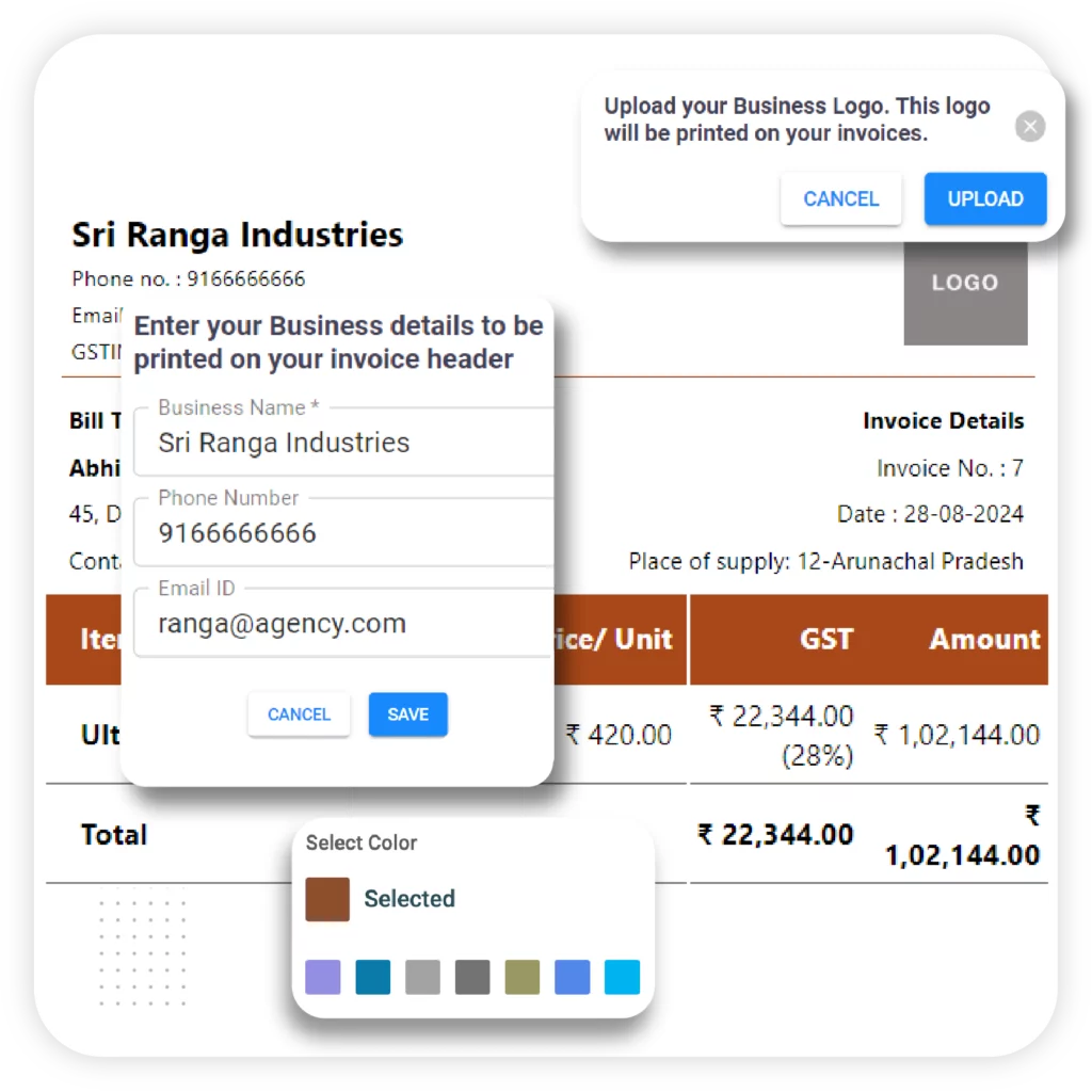 Vyapar Provides Custom Themed Invoicing