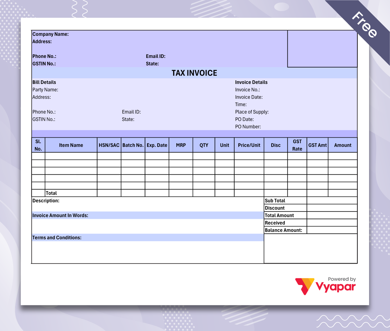 Sale Invoice Format - 14