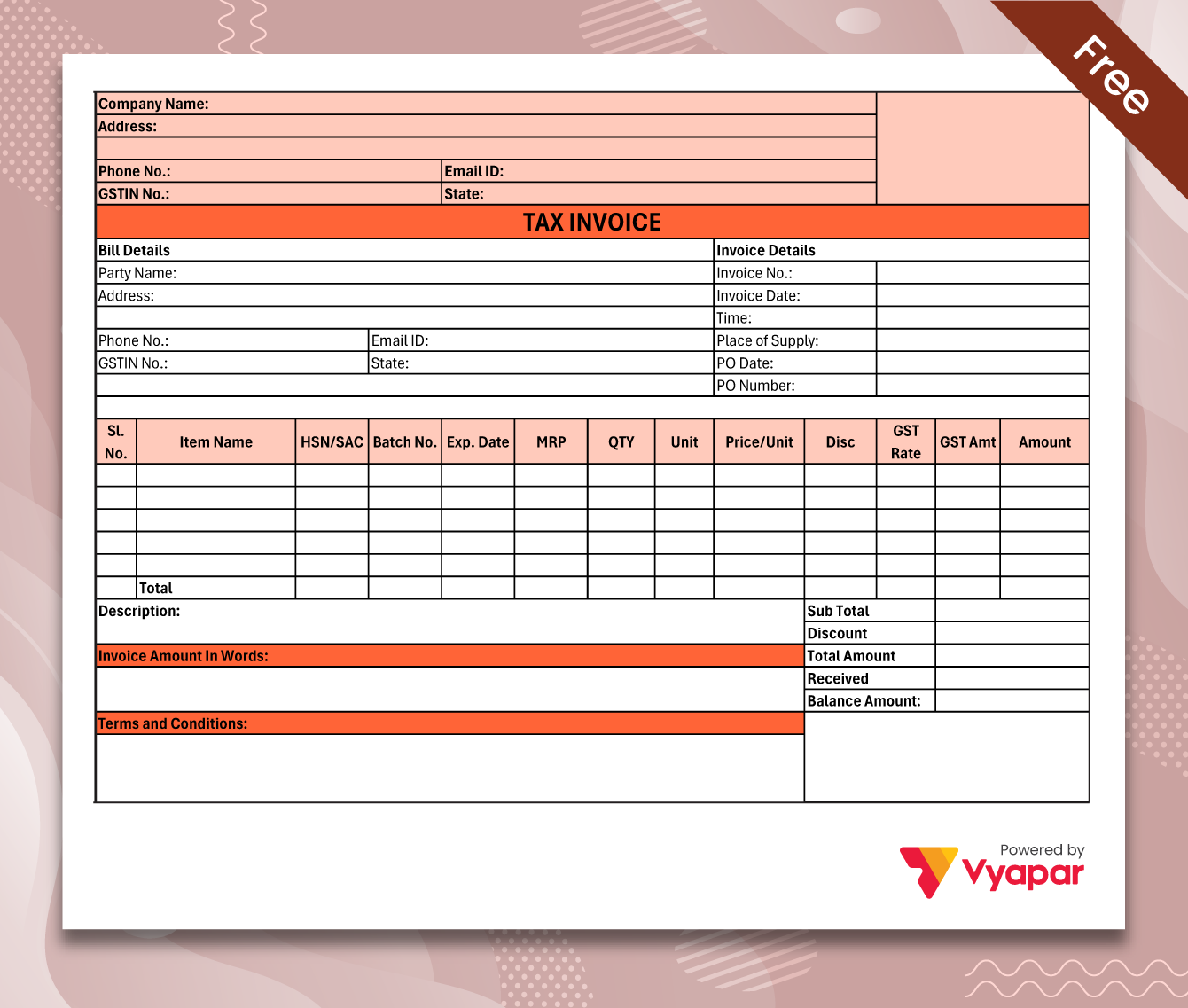 Sale Invoice Format - 12