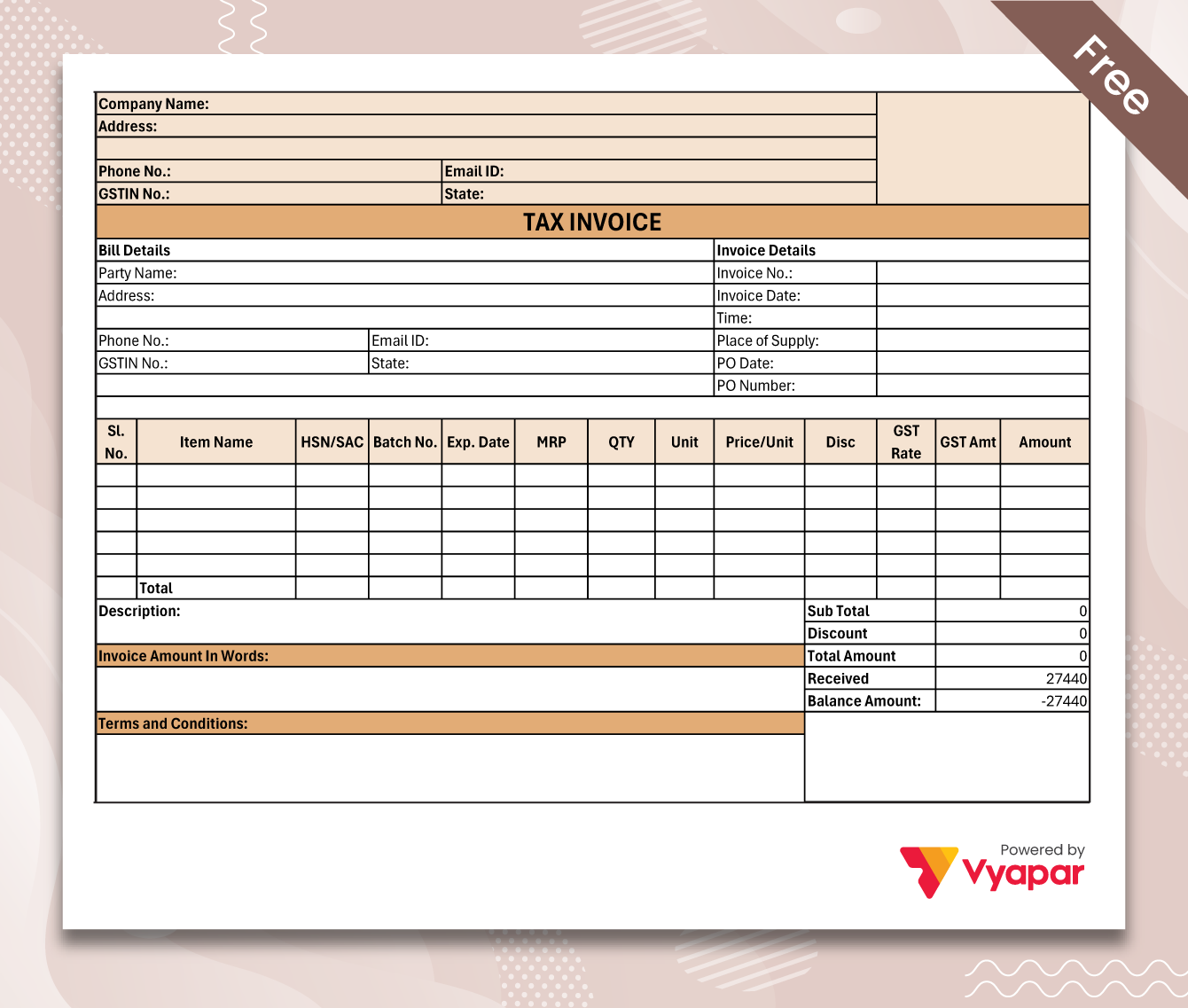 Sale Invoice Format - 11