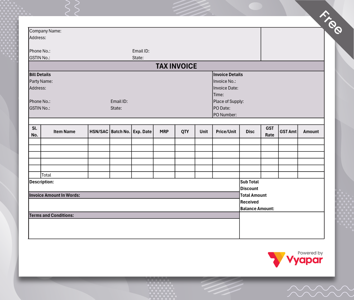 Sale Invoice Format - 10