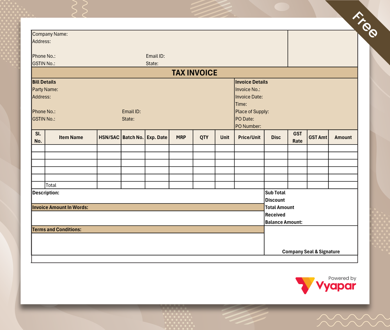 Sale Invoice Format - 09