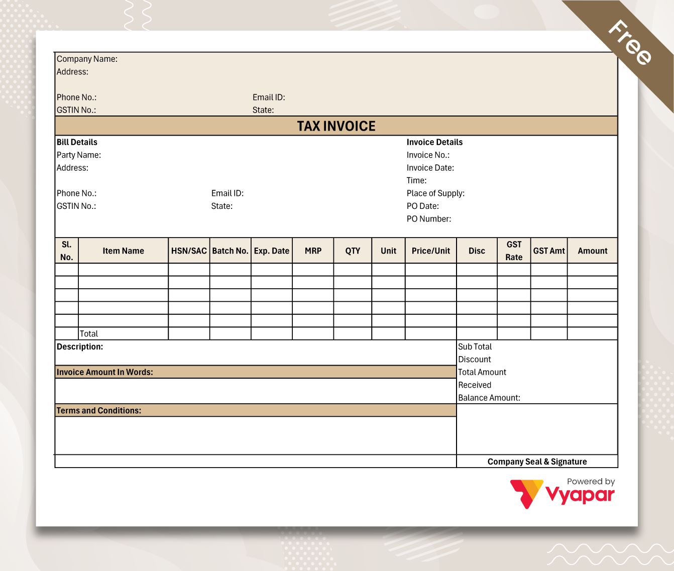 Sale Invoice Format - 17