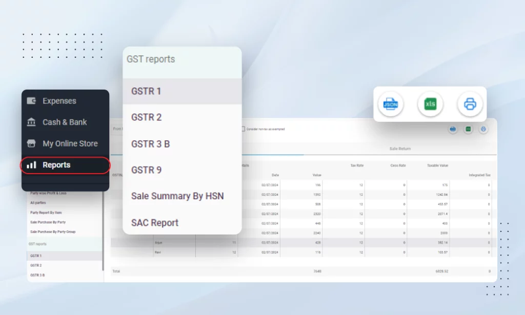 Dedicated GST Filing Feature