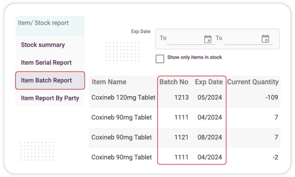 Batch and Expiry Date Tracking