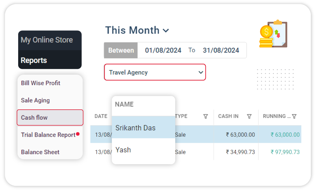 Track cash flow of travel business using Vyapar app