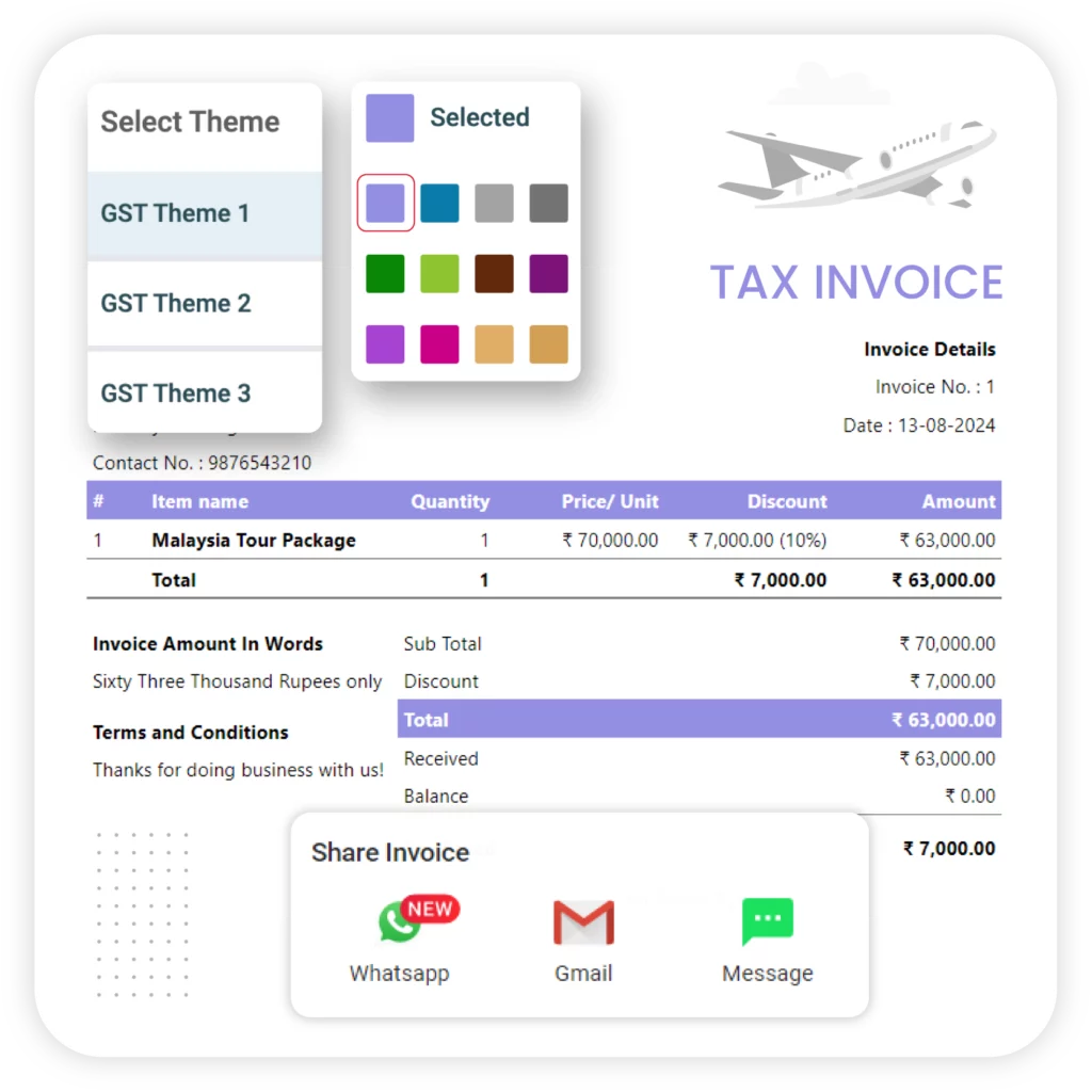 Customize travel invoicing using Vyapar