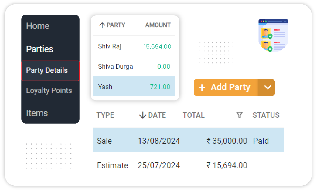 Manage customers history using Vyapar