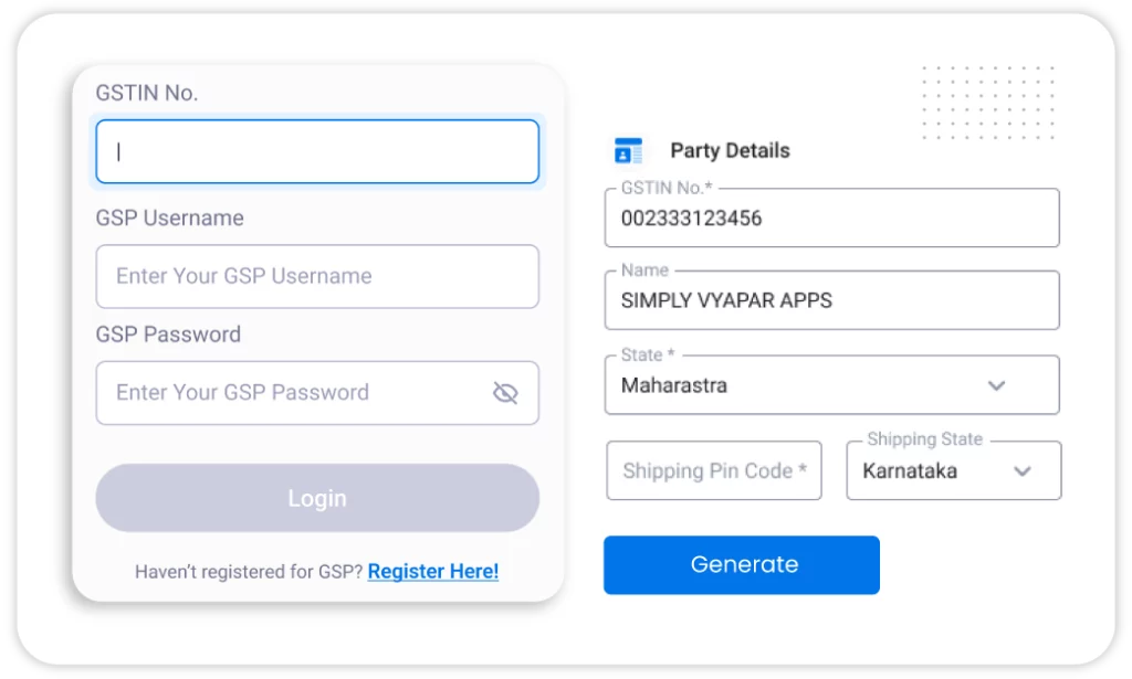 Cloud based app integrates to GSP to generate e-invoice