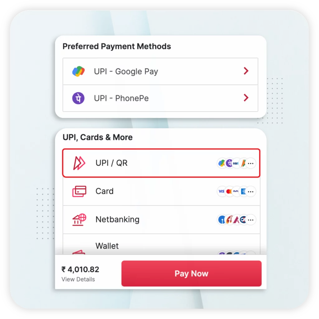 Multi-Payment Modes Support