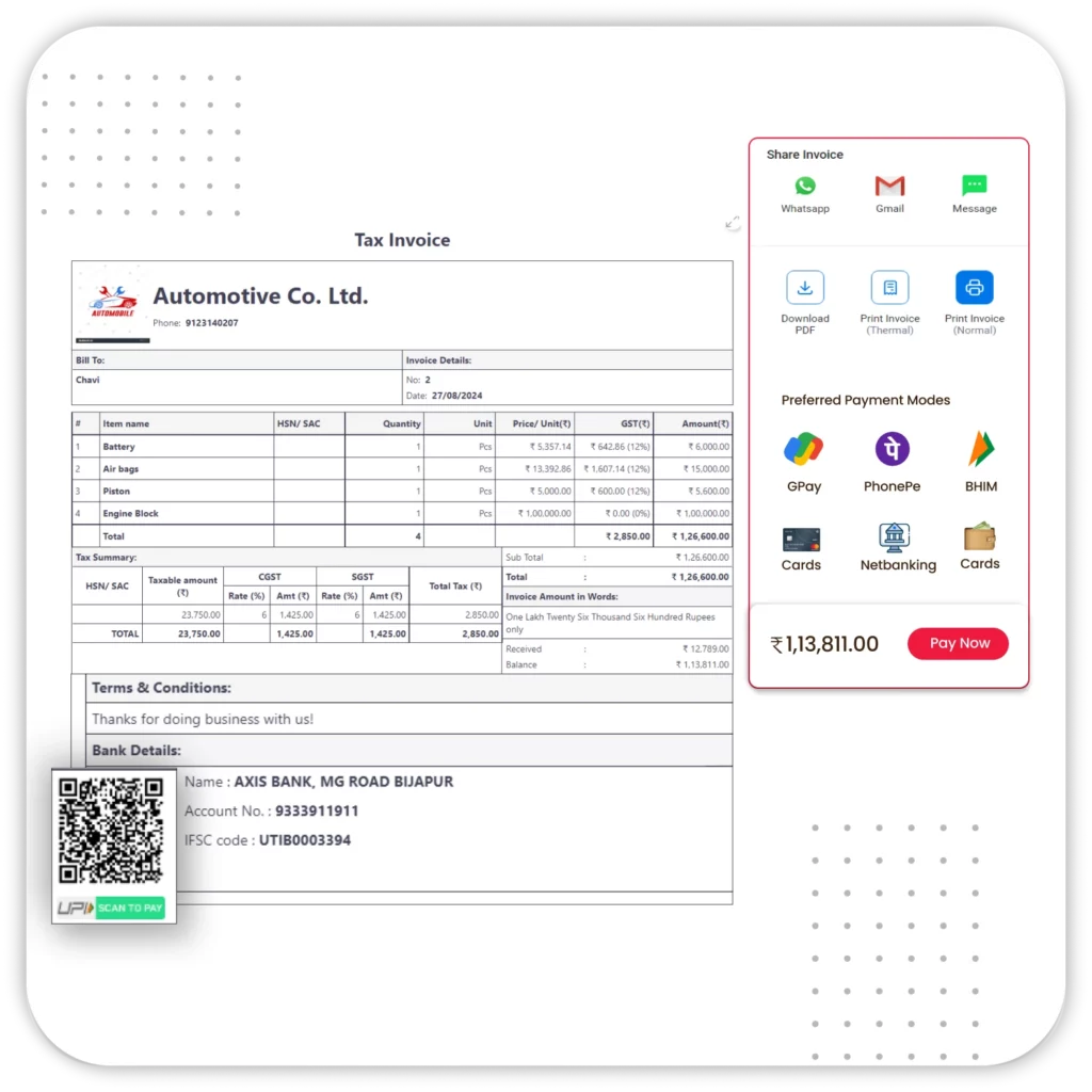 Integrated Payment and Invoicing System