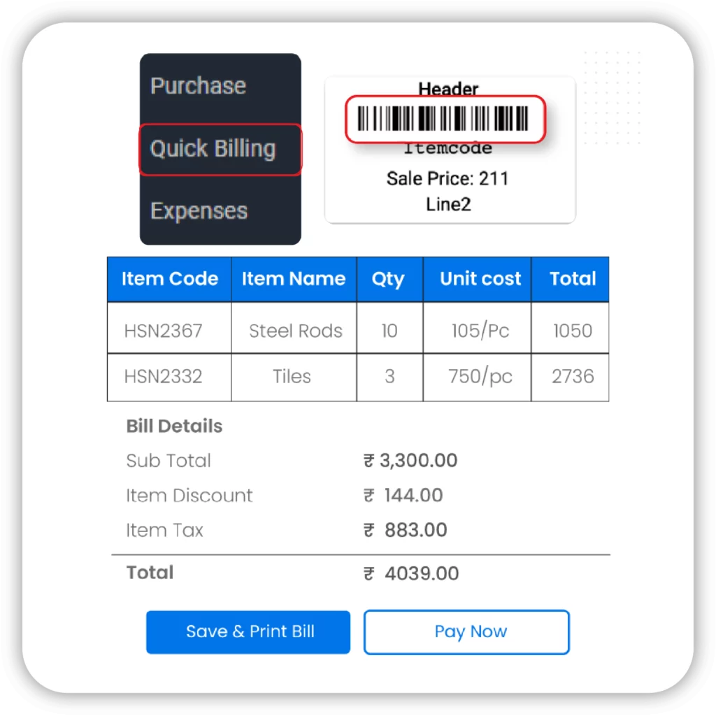 Quickly do billing using Vyapar Invoice iOS app