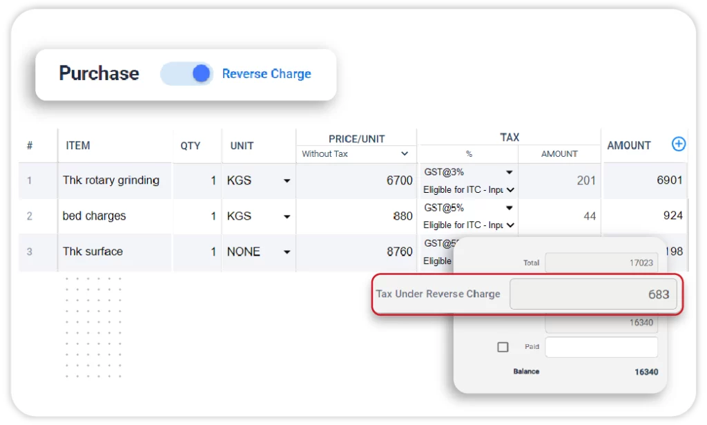 Reverse Charge Management