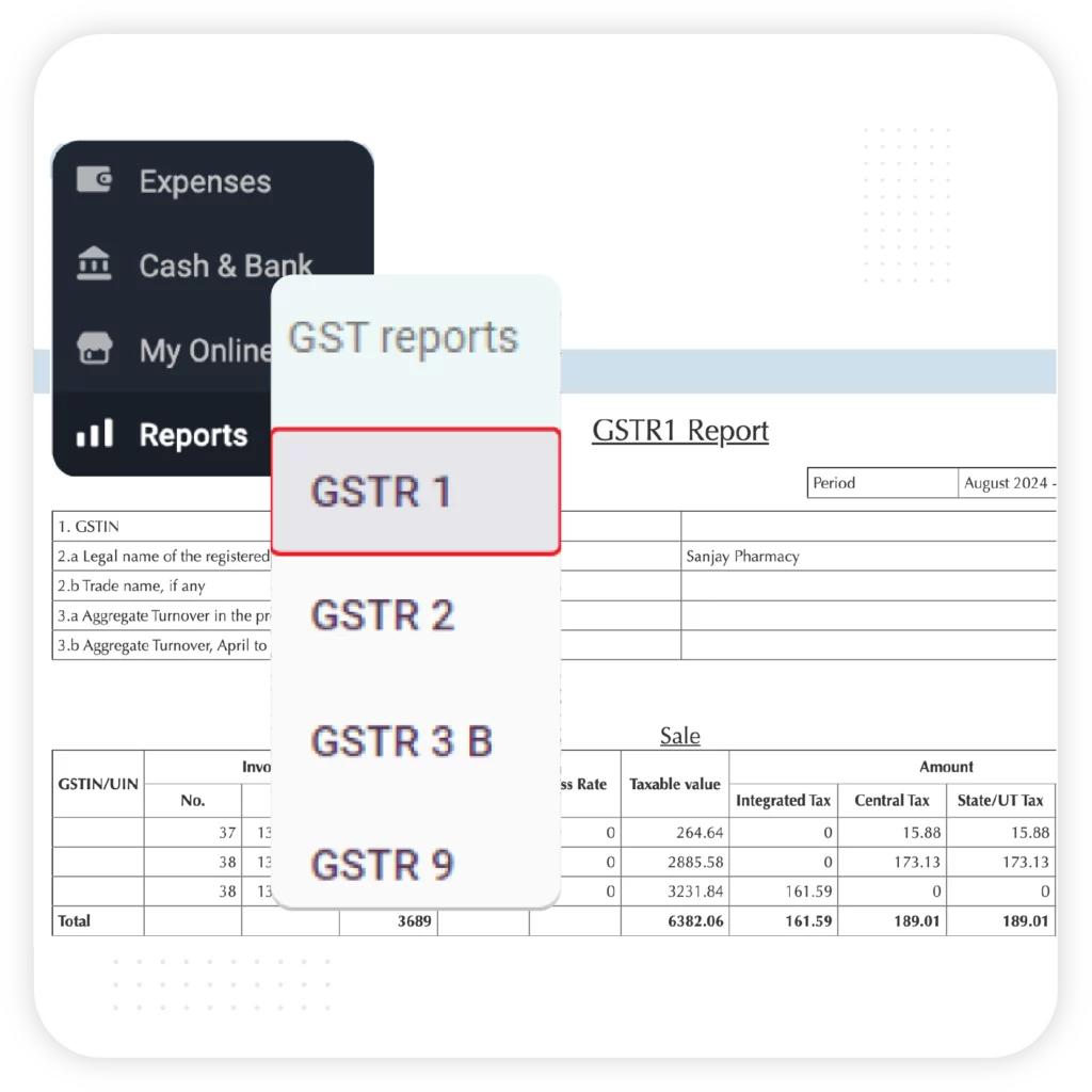 GST Report -  Grocery Shop Billing Software