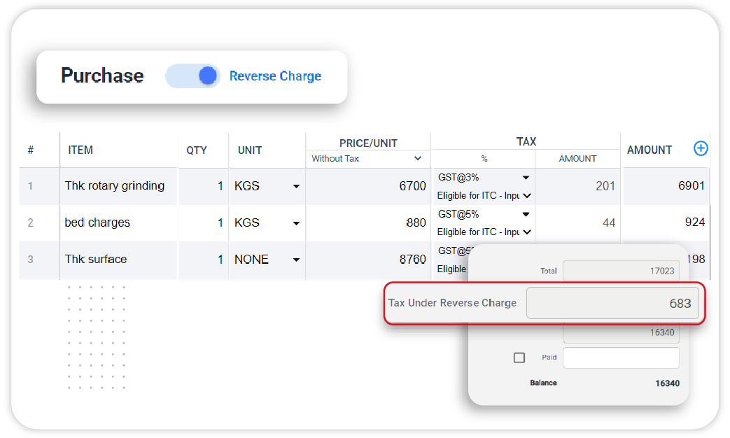 Reverse Charge Management