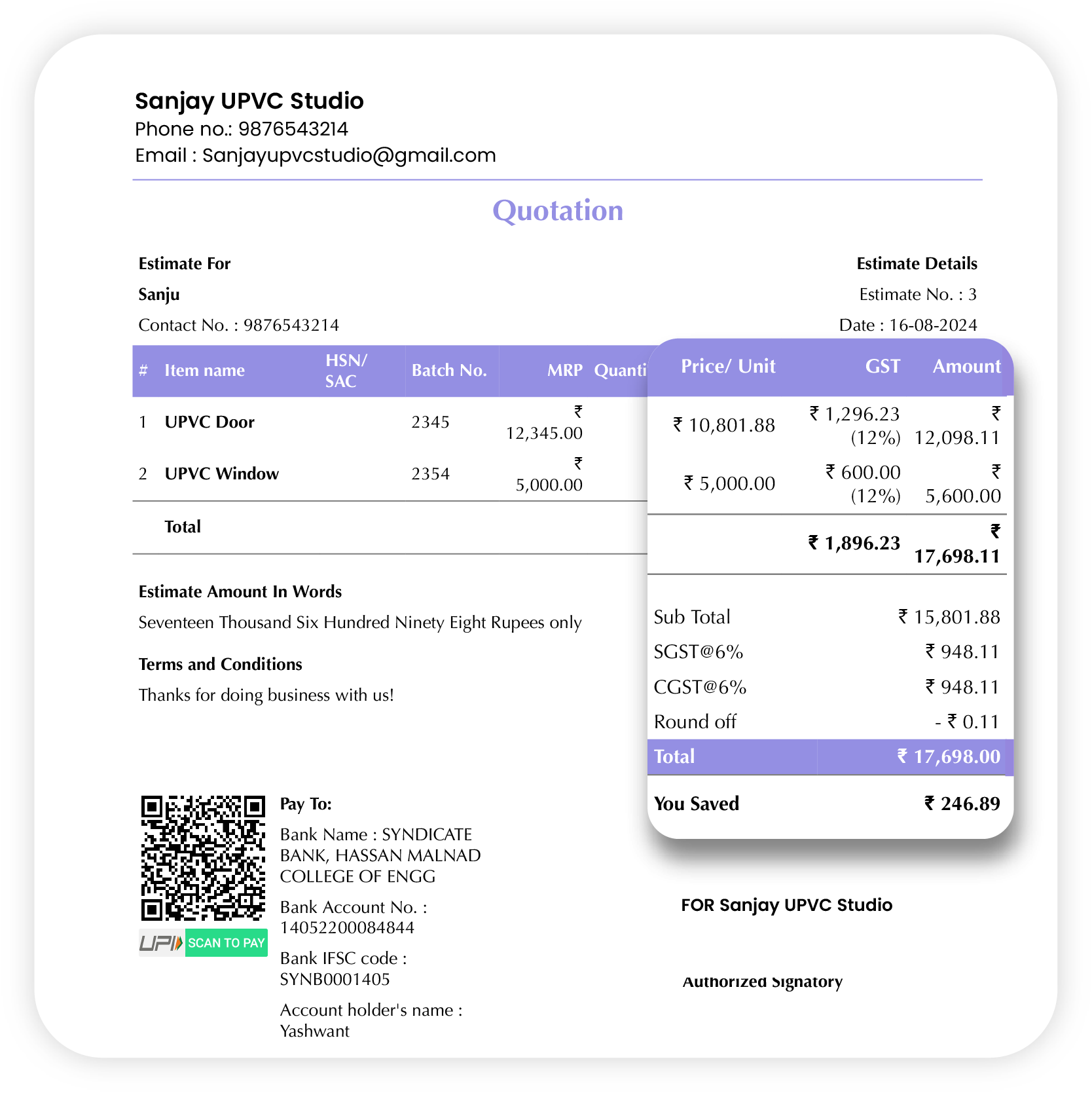 Pricing and Calculations