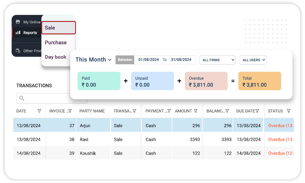 Track payments using Vyapar bill book software