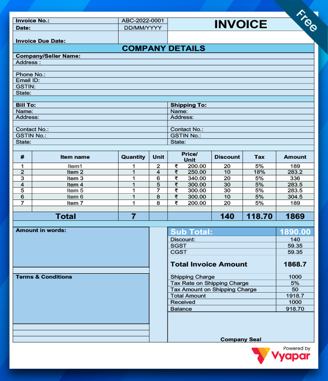 Invoice Format In Word – 09