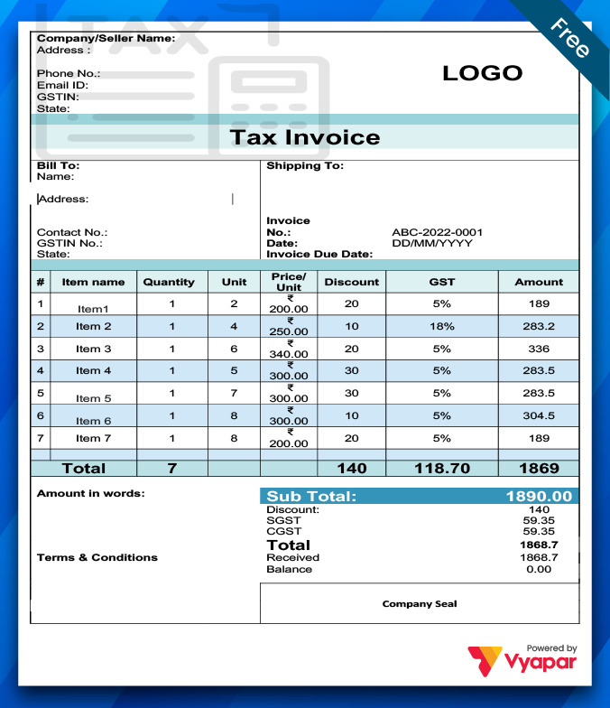 Free Invoice Template Word – 16