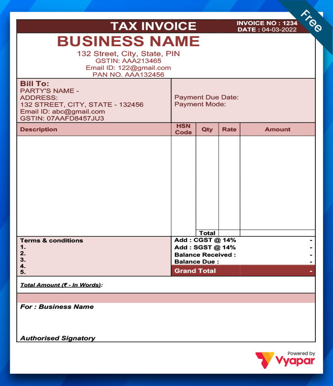 Free Invoice Template In Word – 13