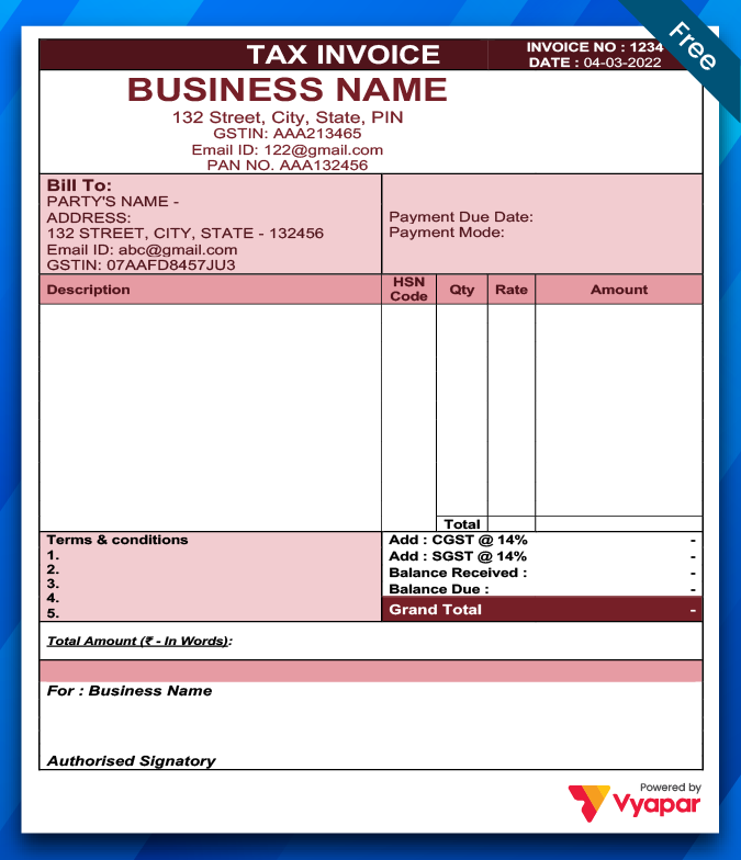 Free Invoice Template Word – 15