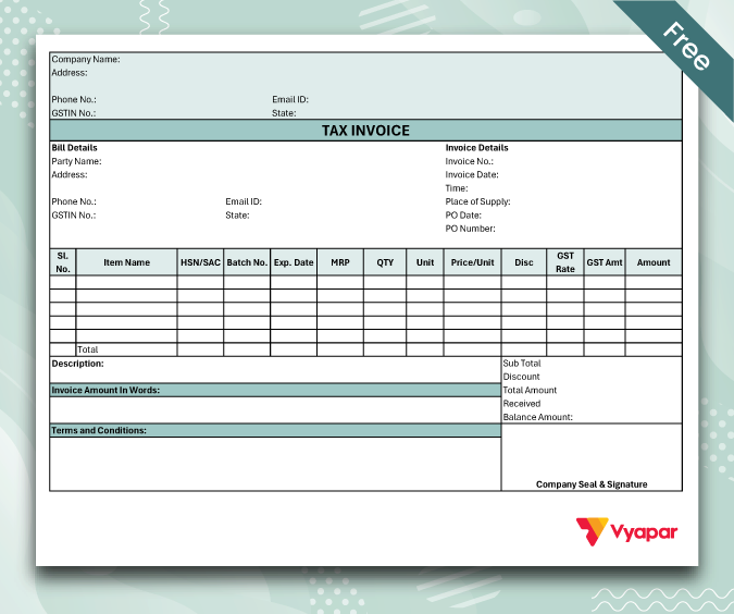 Sales Invoice Format