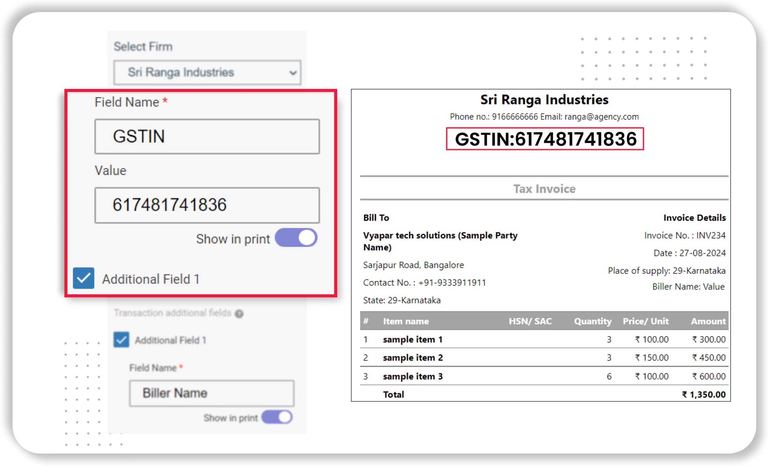 Add custom fields on pc billing app as per hardware business needs