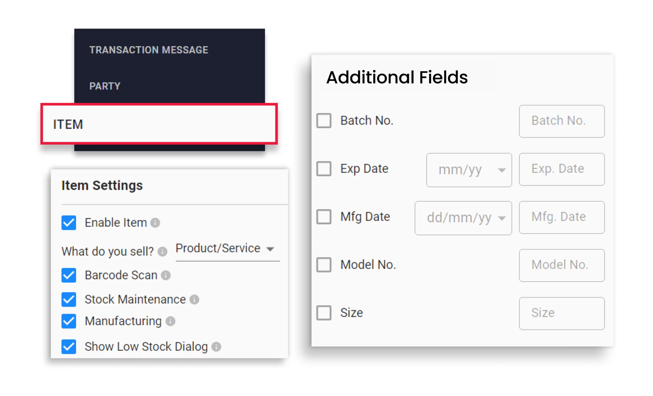 Customisable Inventory Settings