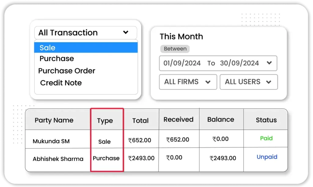 GST billing app maintains purchase and sale registers