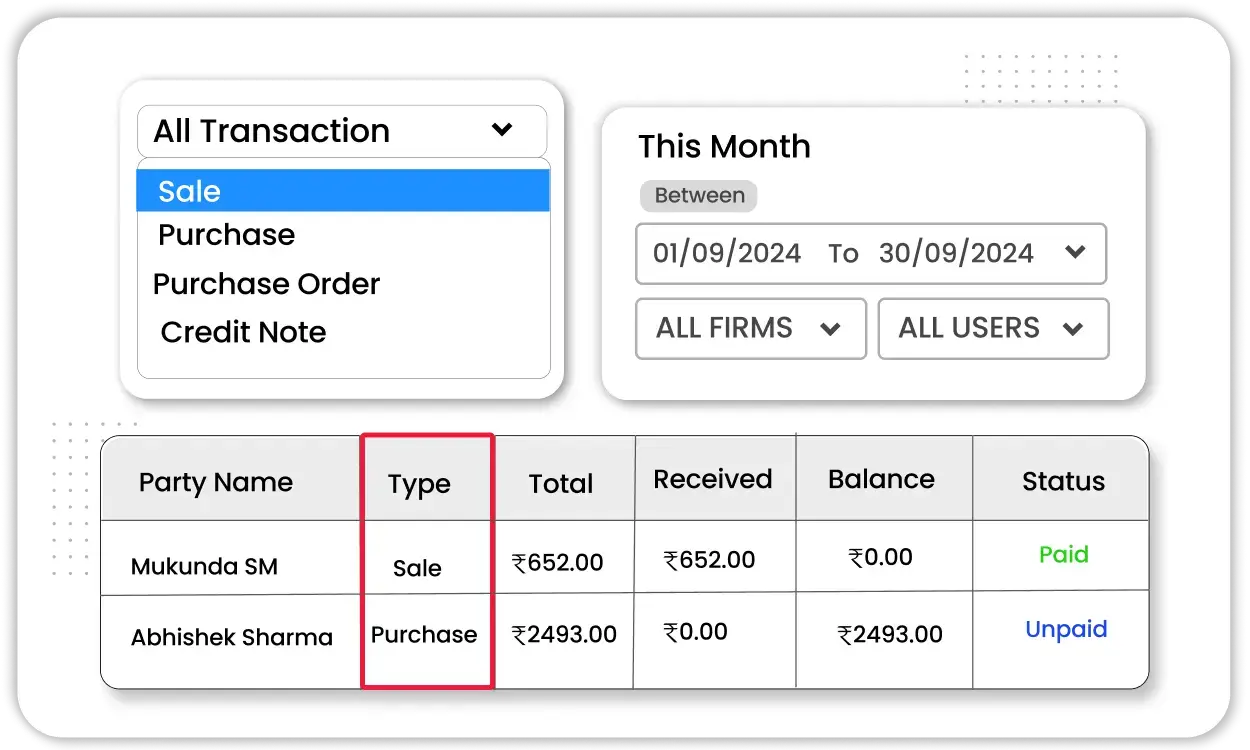 GST billing app maintains purchase and sale registers