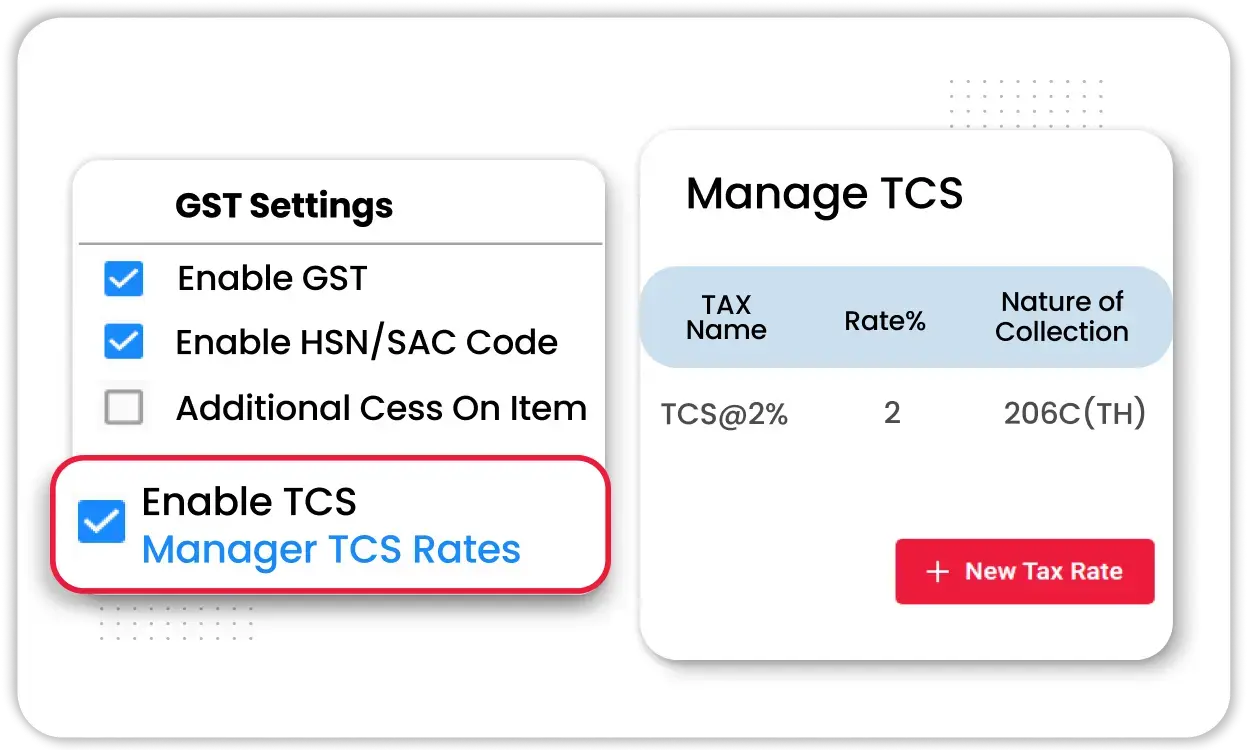 offline GST billing software automates the calculation and collection of TCS