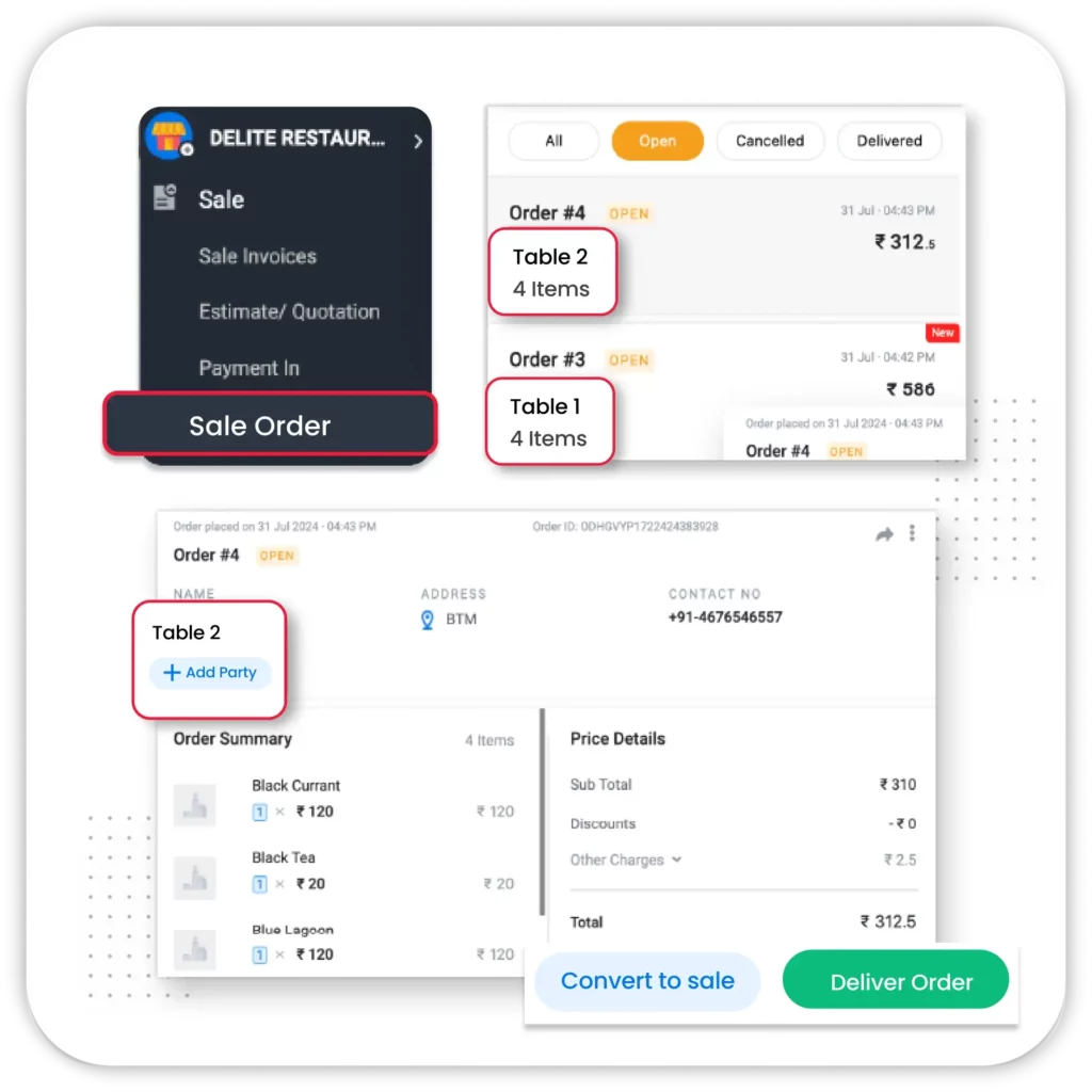 Table Management - Restaurant Billing Software