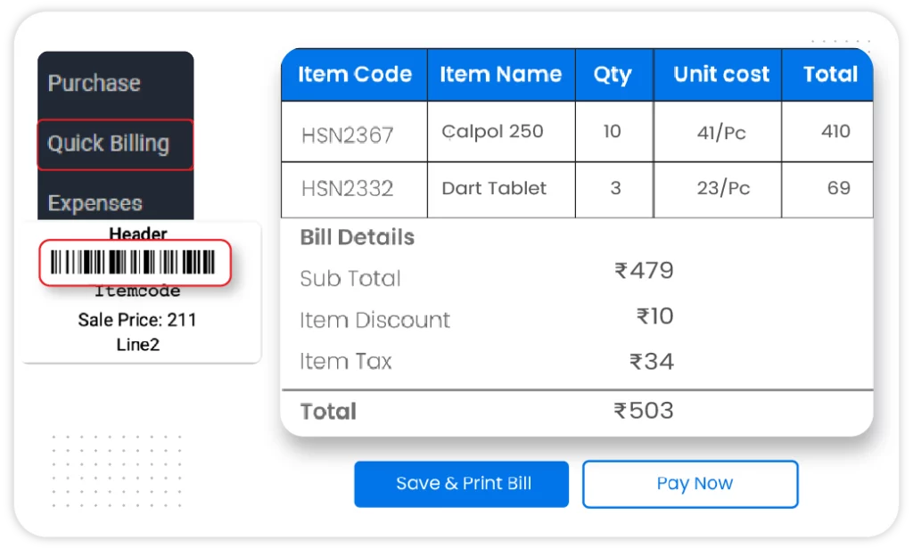 Quickly generate bills using barcode scan