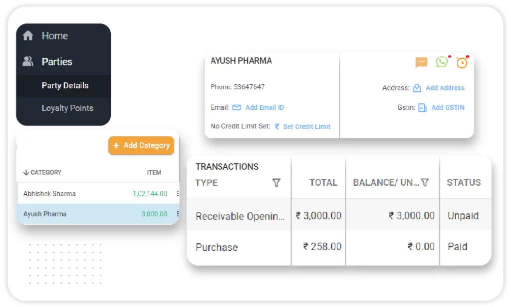 Vyapar's Supplier Management feature