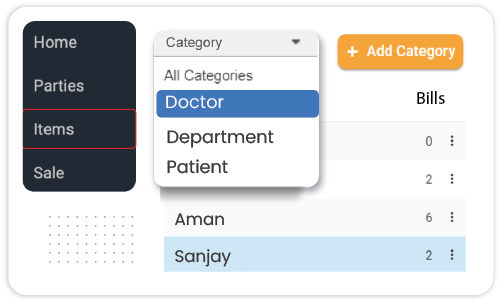 Doctor-wise Billing on Vyapar hospital billing app