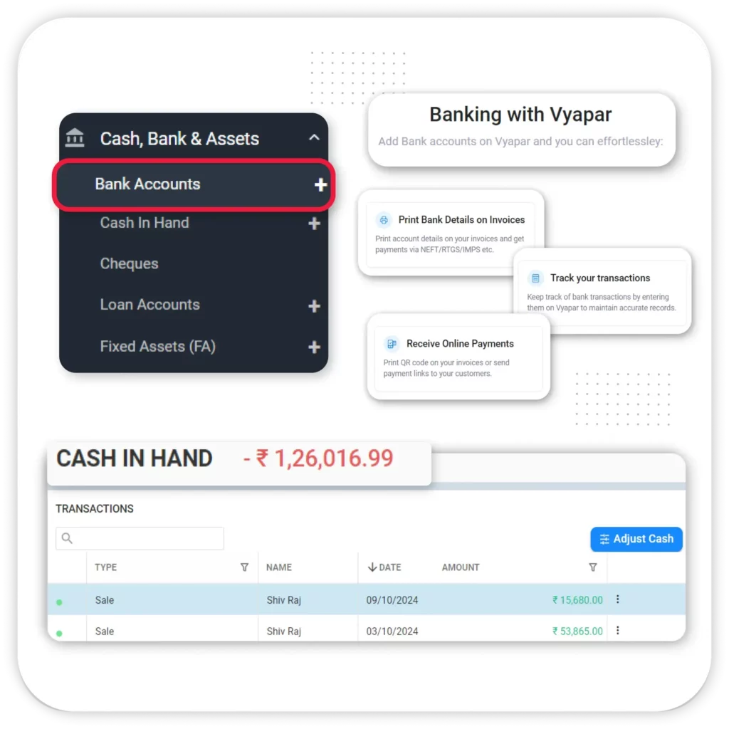 Vyapar Provides Bank Reconciliation Feature in best billing accounting software