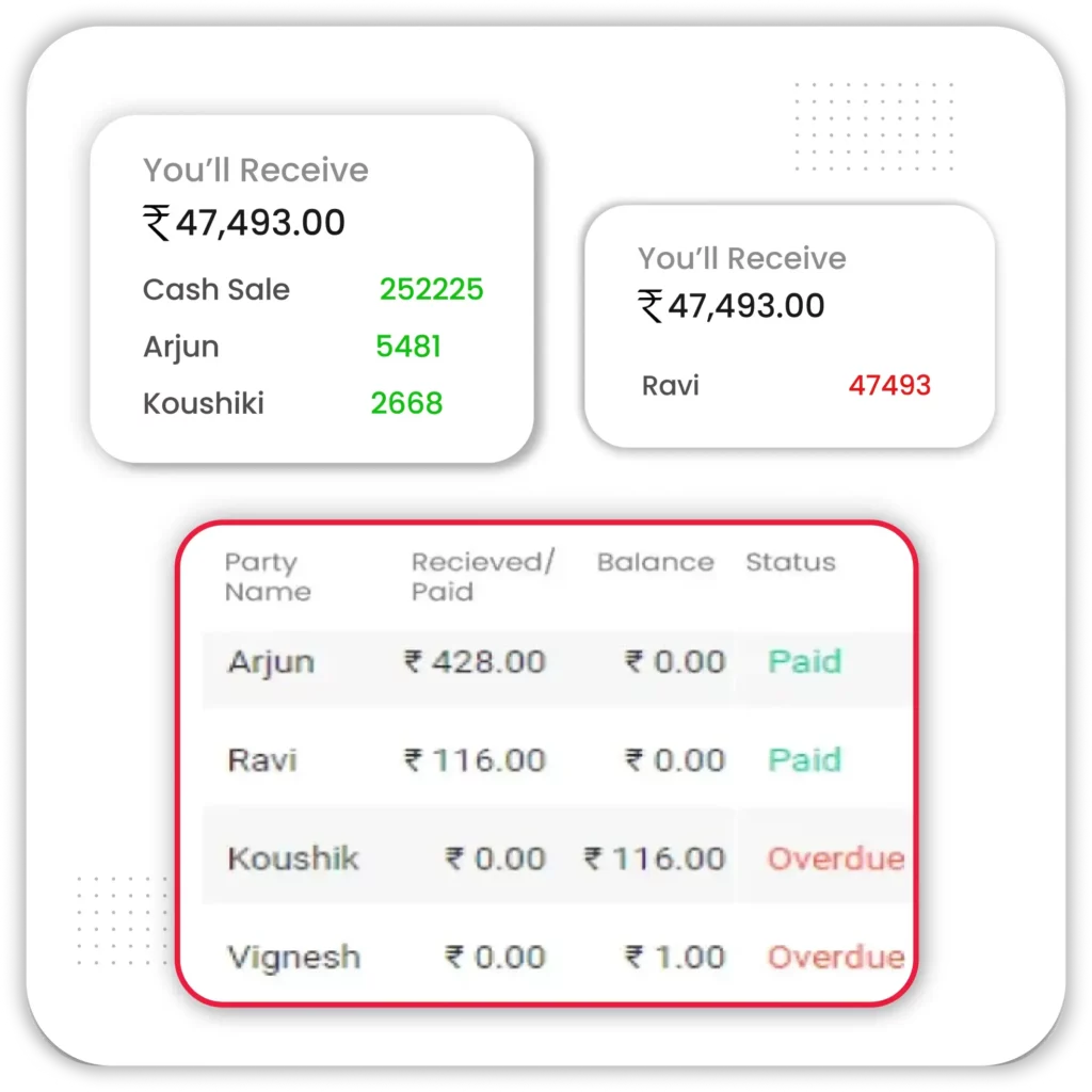 Monitor incoming and outgoing payments using Vyapar billing accounting app