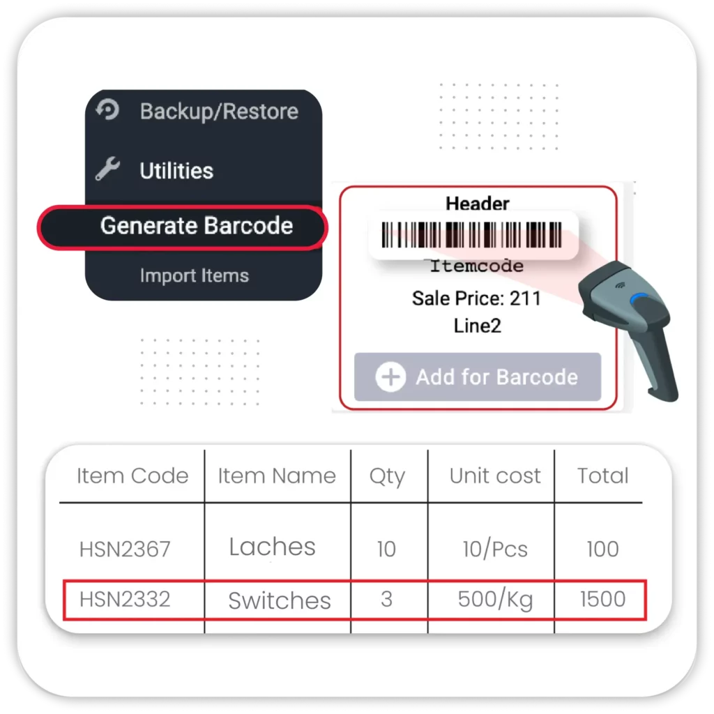 Barcode scanning support on hardware inventory tool