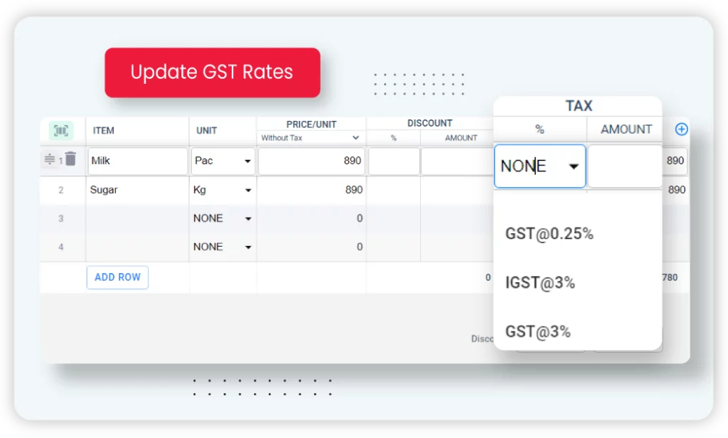 Multiple GST Rate Support - Billing Software For Mobile Shop