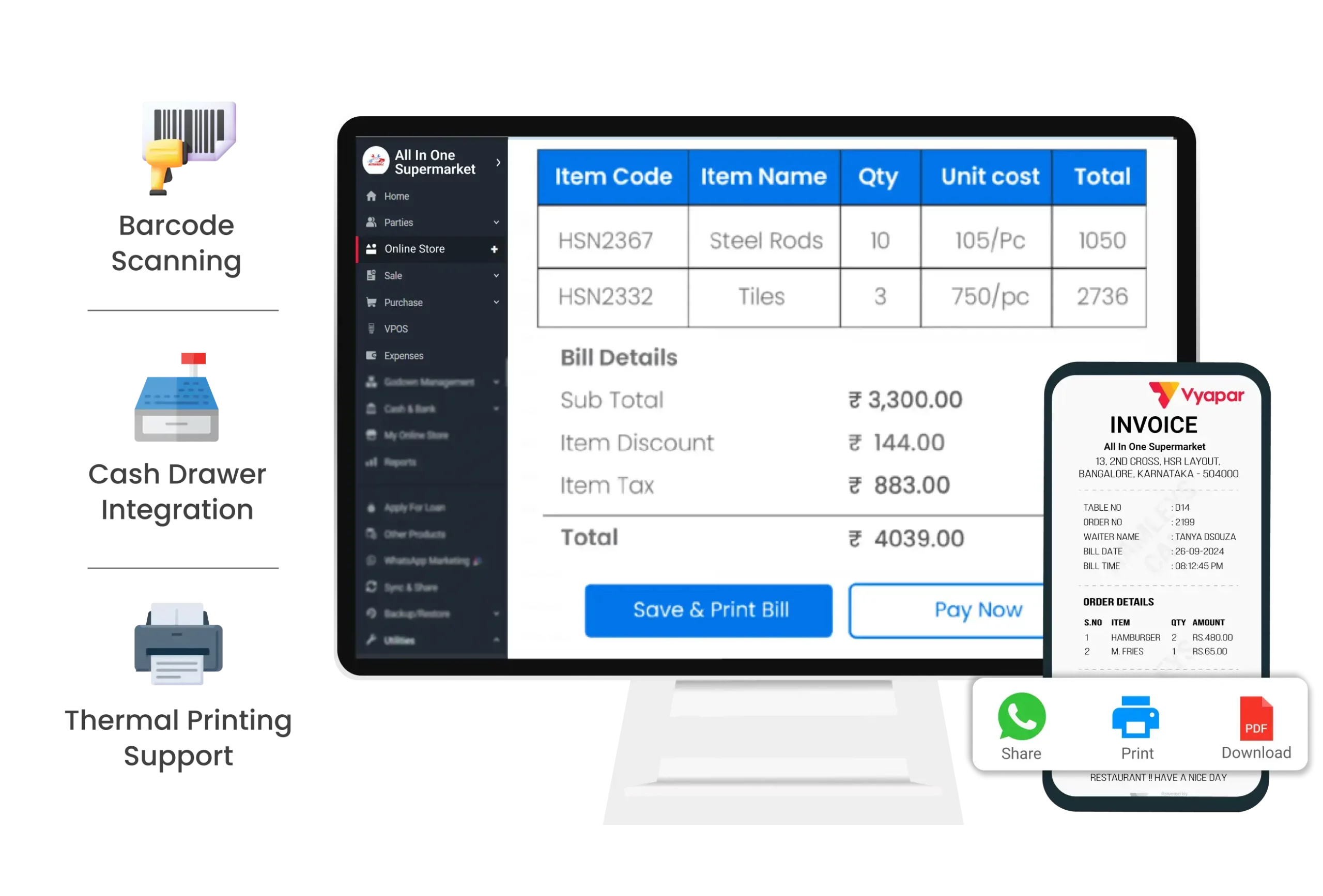 Supermarket Billing Software System -hero image