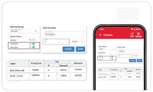 GST and Tax Calculation - Android POS Software