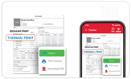 One Click Print & Share - Android POS Software