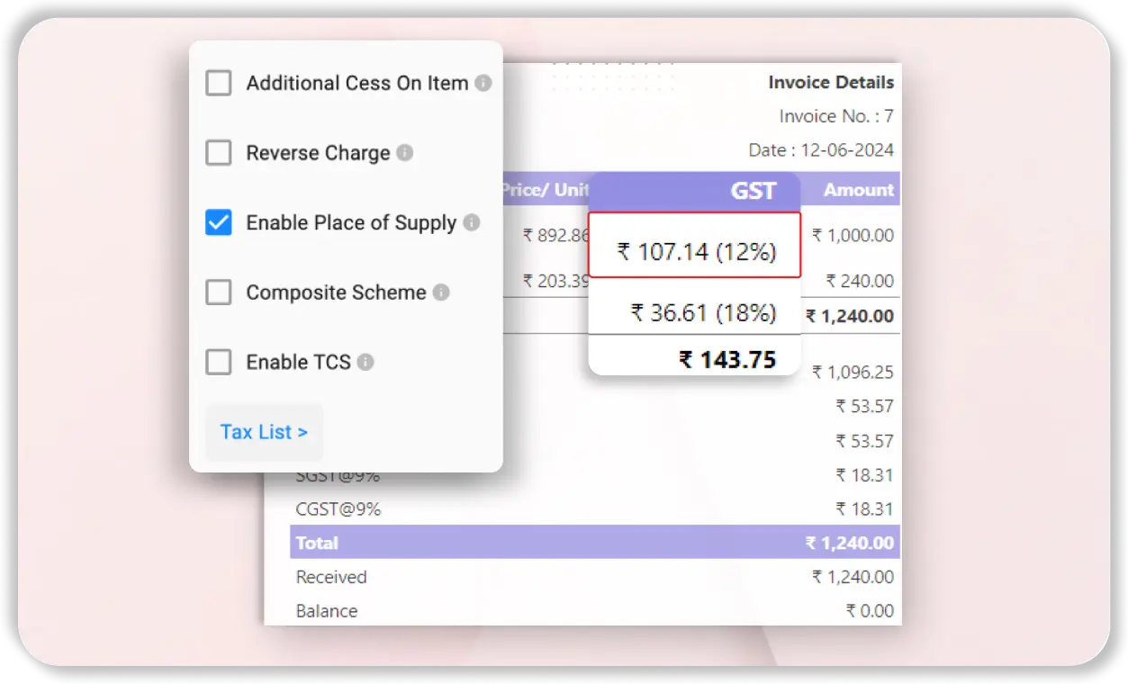 GST and Tax Calculation