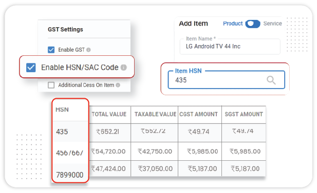 Itemized Billing with HSN