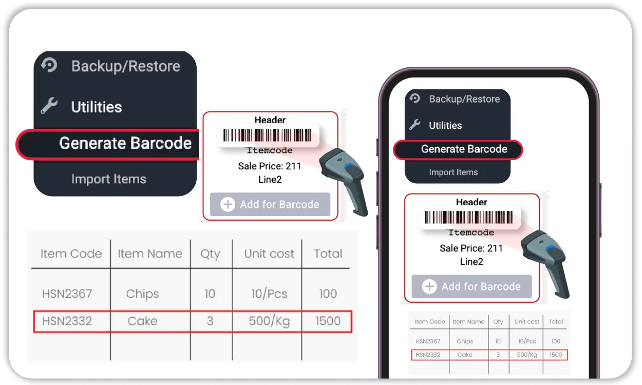 Barcode Scanning for Quick Entry - Invoice App For Android