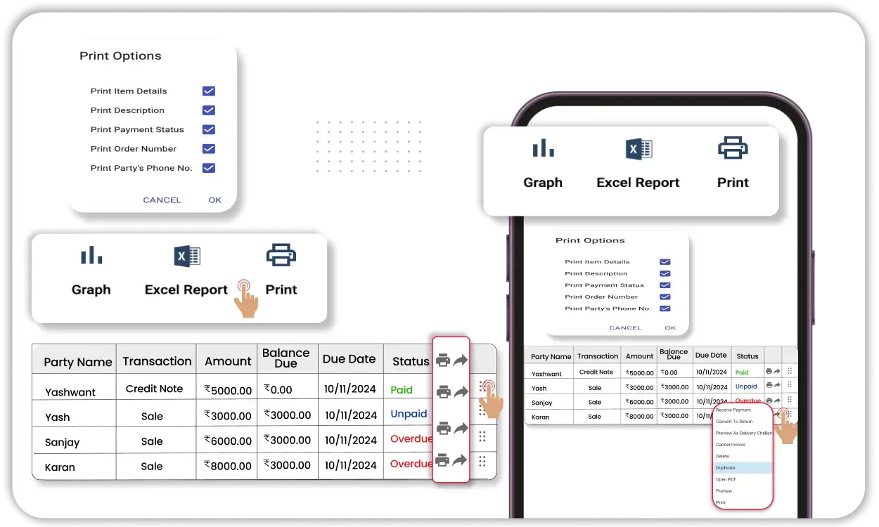 Export Reports in Excel or PDF - Invoice App For Android